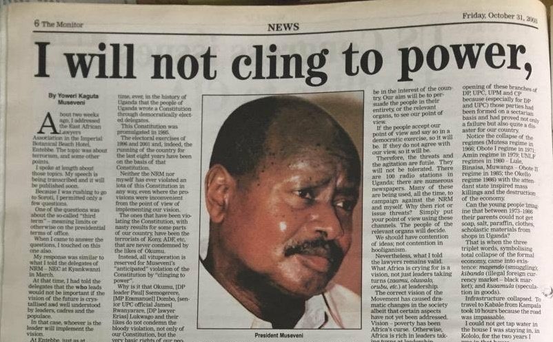 Gen Murderous Museveni shoots himself in the foot as he extends his junta into a fourth decade!